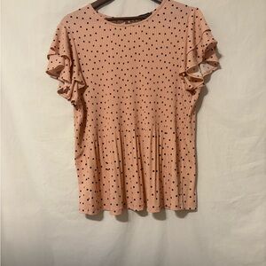Adrianna Papell Polka Dot Ruffle Sleeve Blouse Women’s Size XL